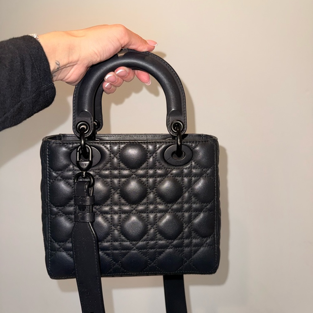 Authentic Ultra Matte Calfskin Cannage Small My ABCDior Lady Dior Black - Picture 4 of 12